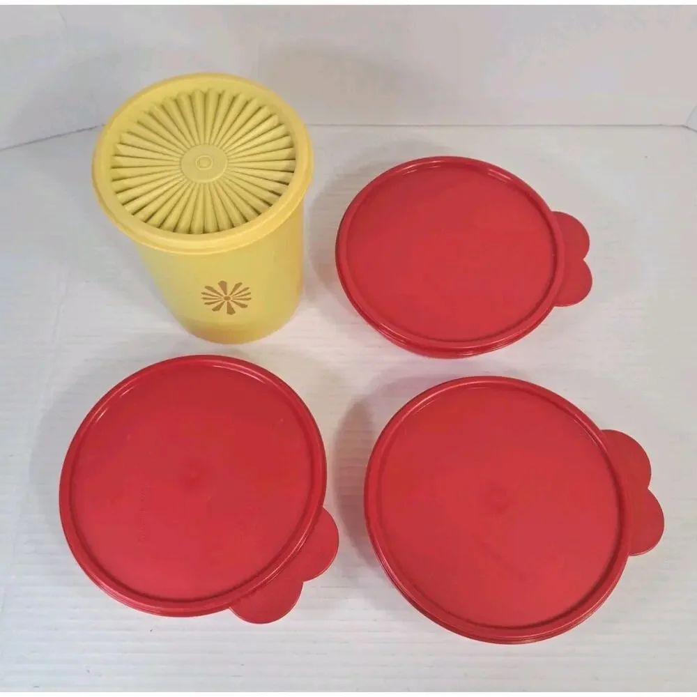Tupperware Lot of 4 Retro Storage Containers Vtg Collectible 811-6 & 3x 2415B-4